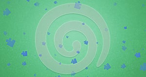 Image of puzzles and question marks floating over green background