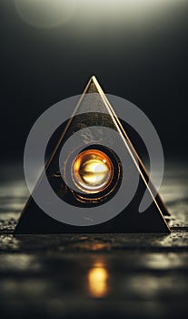 An image of a pyramid with a golden eye, AI