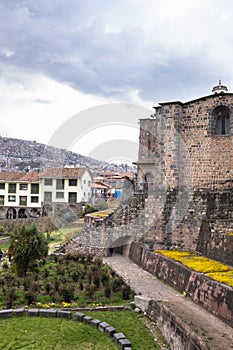 Image of Qoricancha temple in Cusco Peru.