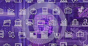 Image of qr code and data processing over computer servers