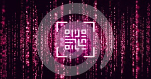Image of qr code and glowing light trails