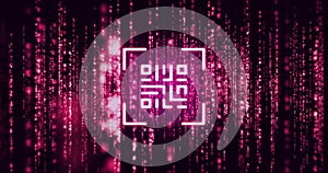 Image of qr code and glowing light trails