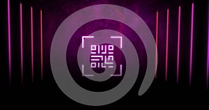Image of qr code and glowing neon light trails