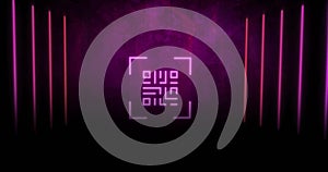 Image of qr code and glowing neon light trails