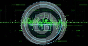 Image of qr code and scope scanning over data processing