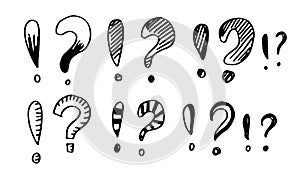 Image of question mark and exclamation mark icon on white background