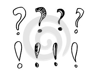 Image of question mark and exlcamation mark icon on white background