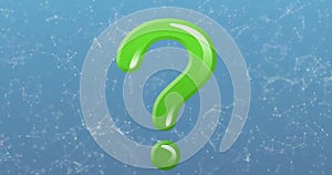 Image of question mark over network of connections on blue background