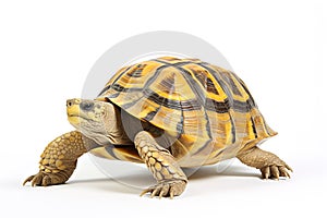 Image of radiated tortoise (Astrochelys radiata) on a white background. Reptile. photo