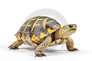 Image of radiated tortoise (Astrochelys radiata) on a white background. Reptile. photo