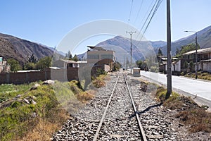 Image of rail trails in Peruvian Andes. photo