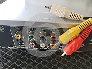 Image of the RCA connector cable to the back of the video deck player