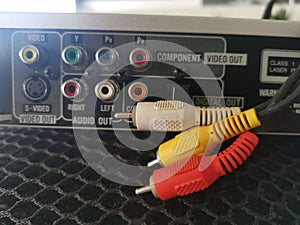 Image of the RCA connector cable to the back of the video deck player