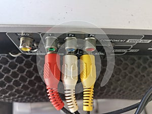 Image of the RCA connector cable to the back of the video deck player