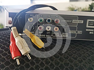 Image of the RCA connector cable to the back of the video deck player