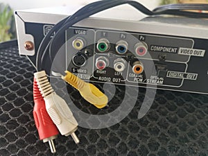 Image of the RCA connector cable to the back of the video deck player