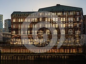 image of red hamburg warehouse district buildings, hamburg, germany