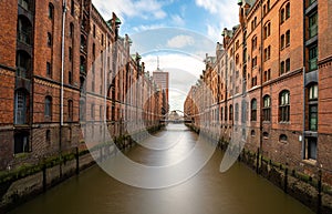 image of red hamburg warehouse district buildings, hamburg, germany