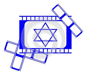 Star of David in cinema film, patterned, isolated. photo