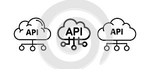 Application Programming Interface API vector cloud icons connection and data sharing
