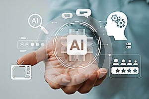 Ai artificial intelligence machine learning technology future innovation hand presentation concept