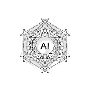 Vector art of artificial intelligence network a complex web of interconnected nodes representing the structure of an ai system