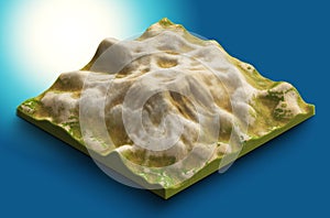 3d map isometric of mountain with rocks and terrain photo