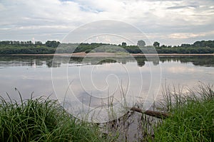 Image of the river from coast in cloudy day