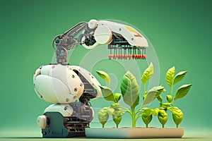 An image of robot with plants growing on it. Generative AI