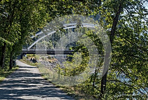 Image of the rotary trail leading to the newly built Vedder bridge in Chilliwack British Columbia Canada