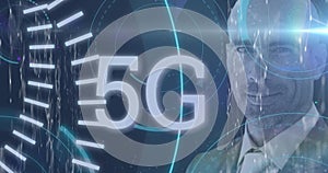 Image of rotating human brain over data processing