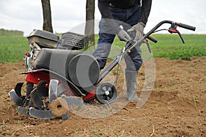 Rotavating the garden for potato