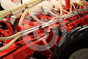 Image of row planter. Modern agricultural machinery.