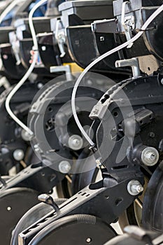 An image of a row seeder. Fragment.