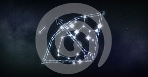 Image of sagittarius sign with stars on black background