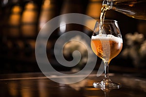 image of saison beer being poured at a high-end brewery photo
