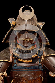 Image of samurai armour on black photo