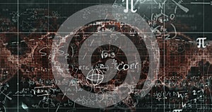 Image of scientific data processing over human brain and dna strand