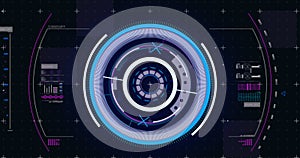 Image of scope scanning and data processing on black background