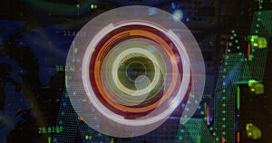 Image of scope scanning and data processing over cables in computer server in background