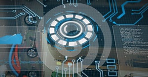 Image of scope scanning and data processing over cables in computer server