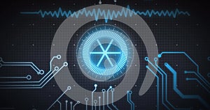 Image of scope scanning and data processing over computer circuit board
