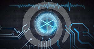 Image of scope scanning and data processing over computer circuit board
