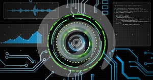 Image of scope scanning and data processing over computer circuit board
