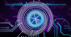 Image of scope scanning and data processing over computer circuit board