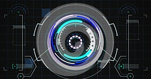 Image of scope scanning and data processing over grid and screens