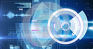 Image of scope scanning and data processing over grid and screens