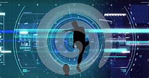 Image of scope scanning and data processing over rugby player