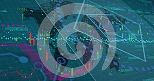 Image of scope scanning and data processing over world map