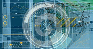 Image of scope scanning with 5g text and data processing over server room